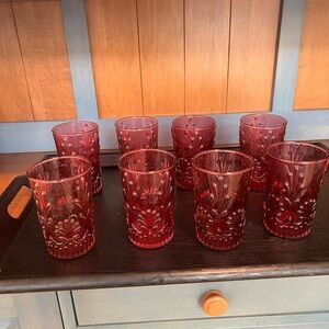 Vintage Pilgrim Glass Cranberry Tumblers - Set of 8